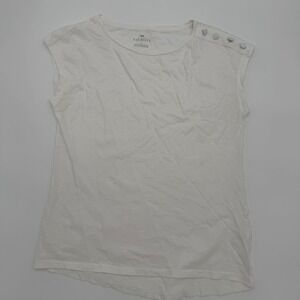 Talbots Shirt Top Women's Small White Casual Sleeveless Shoulder Button Pullover